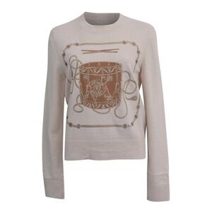 Cream and Tan Graphic Sweater